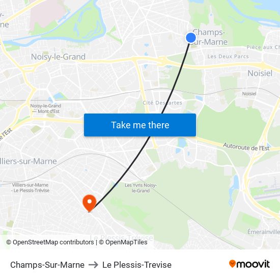 Champs-Sur-Marne to Le Plessis-Trevise map