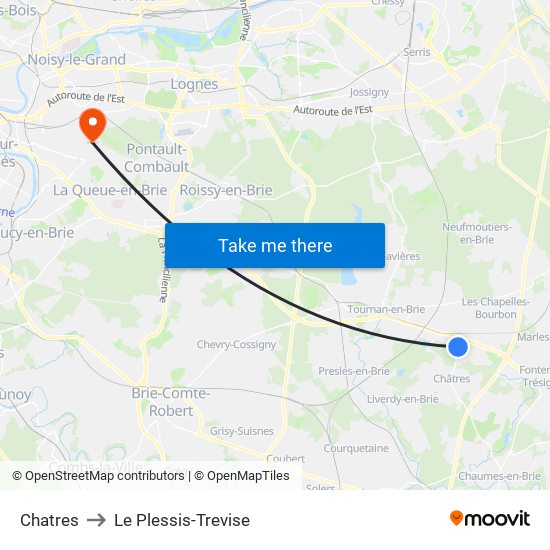 Chatres to Le Plessis-Trevise map