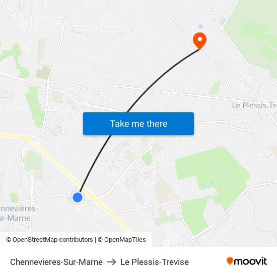 Chennevieres-Sur-Marne to Le Plessis-Trevise map
