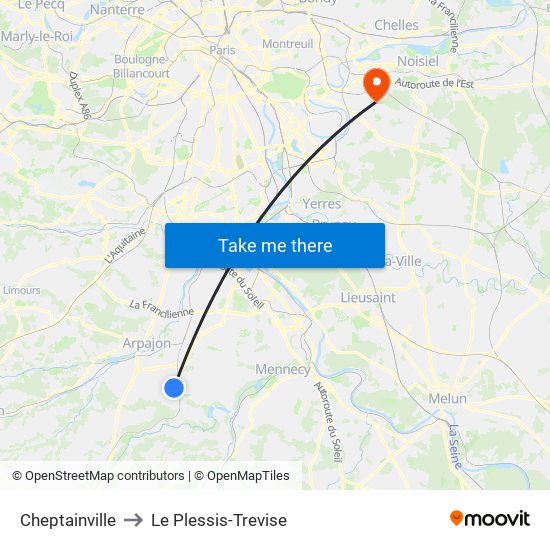 Cheptainville to Le Plessis-Trevise map