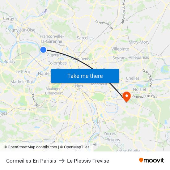 Cormeilles-En-Parisis to Le Plessis-Trevise map