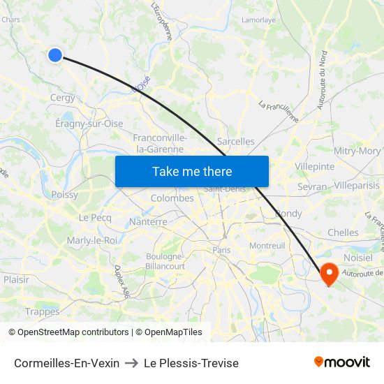 Cormeilles-En-Vexin to Le Plessis-Trevise map
