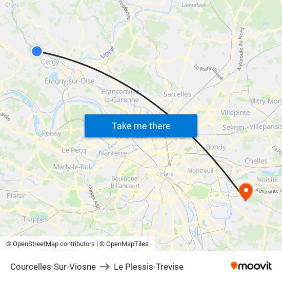 Courcelles-Sur-Viosne to Le Plessis-Trevise map