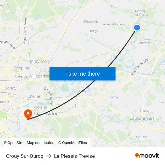 Crouy-Sur-Ourcq to Le Plessis-Trevise map