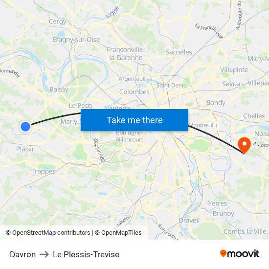 Davron to Le Plessis-Trevise map