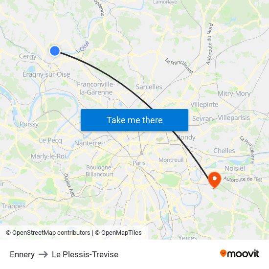 Ennery to Le Plessis-Trevise map