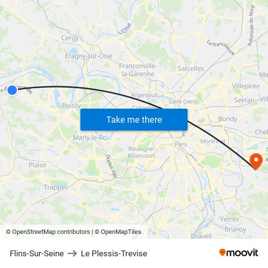 Flins-Sur-Seine to Le Plessis-Trevise map