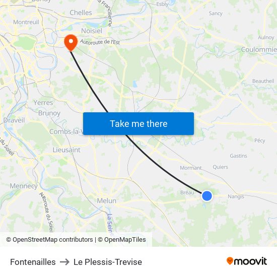 Fontenailles to Le Plessis-Trevise map
