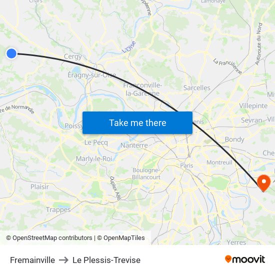 Fremainville to Le Plessis-Trevise map