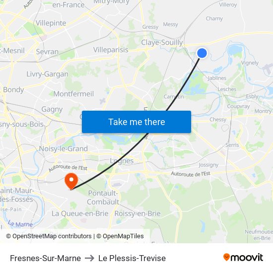 Fresnes-Sur-Marne to Le Plessis-Trevise map