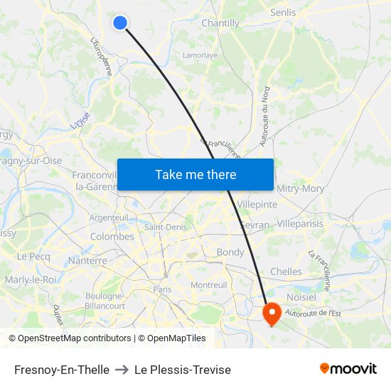Fresnoy-En-Thelle to Le Plessis-Trevise map