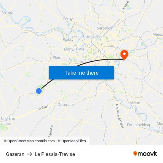 Gazeran to Le Plessis-Trevise map