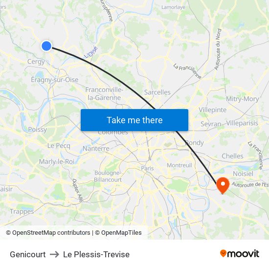 Genicourt to Le Plessis-Trevise map