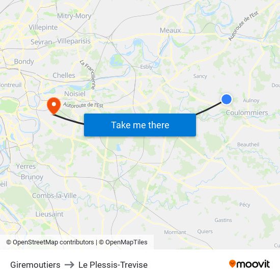 Giremoutiers to Le Plessis-Trevise map