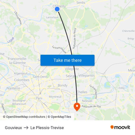 Gouvieux to Le Plessis-Trevise map