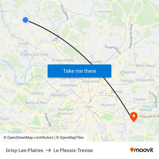 Grisy-Les-Platres to Le Plessis-Trevise map