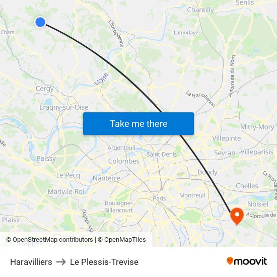 Haravilliers to Le Plessis-Trevise map