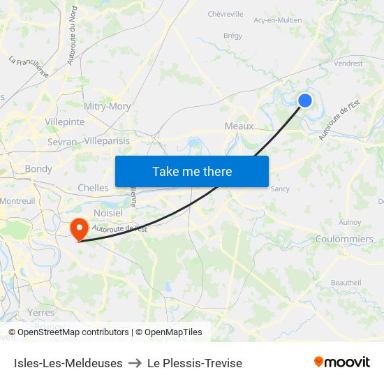 Isles-Les-Meldeuses to Le Plessis-Trevise map