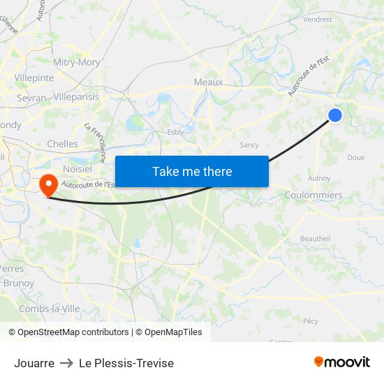 Jouarre to Le Plessis-Trevise map