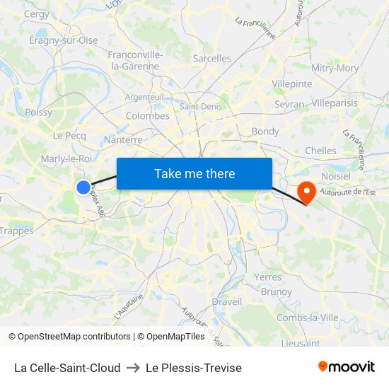 La Celle-Saint-Cloud to Le Plessis-Trevise map