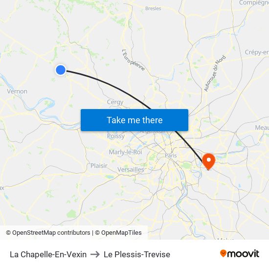 La Chapelle-En-Vexin to Le Plessis-Trevise map