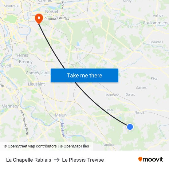 La Chapelle-Rablais to Le Plessis-Trevise map