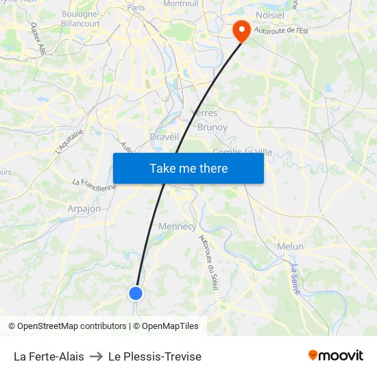 La Ferte-Alais to Le Plessis-Trevise map