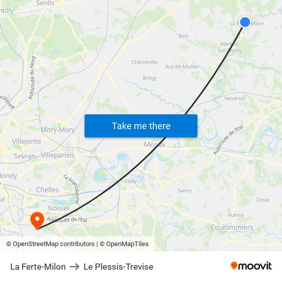 La Ferte-Milon to Le Plessis-Trevise map