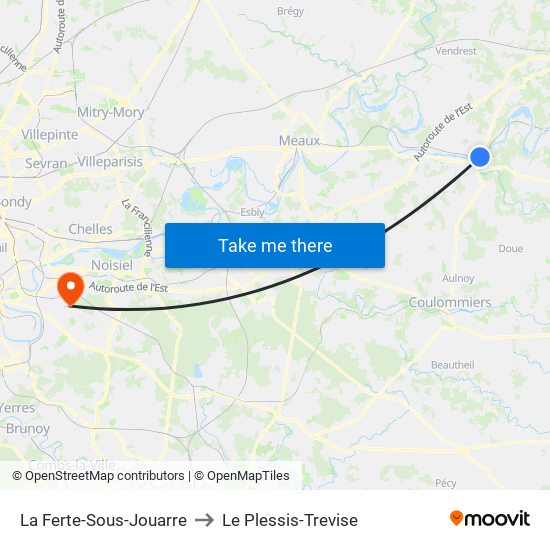 La Ferte-Sous-Jouarre to Le Plessis-Trevise map