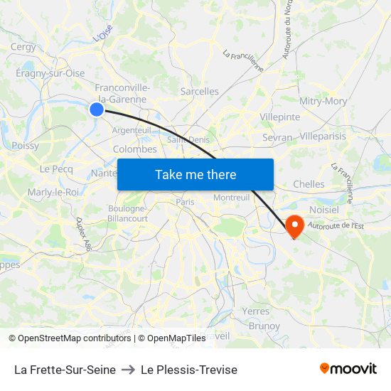 La Frette-Sur-Seine to Le Plessis-Trevise map