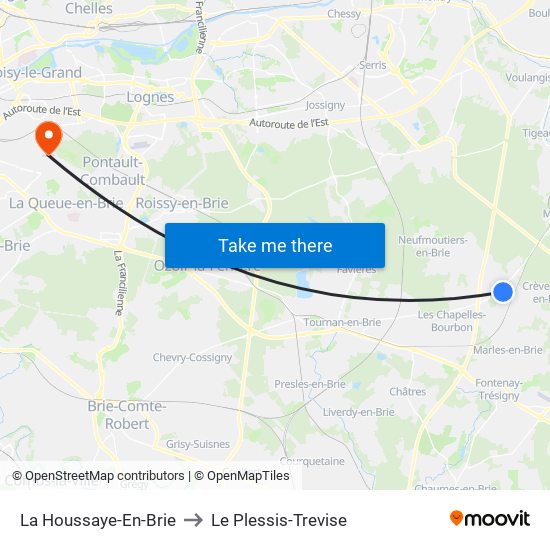 La Houssaye-En-Brie to Le Plessis-Trevise map