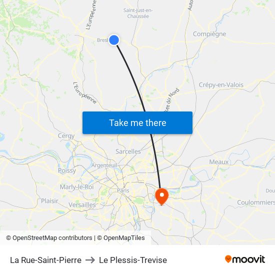La Rue-Saint-Pierre to Le Plessis-Trevise map