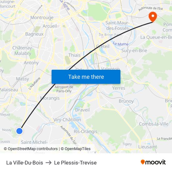 La Ville-Du-Bois to Le Plessis-Trevise map