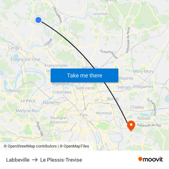 Labbeville to Le Plessis-Trevise map