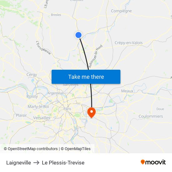 Laigneville to Le Plessis-Trevise map