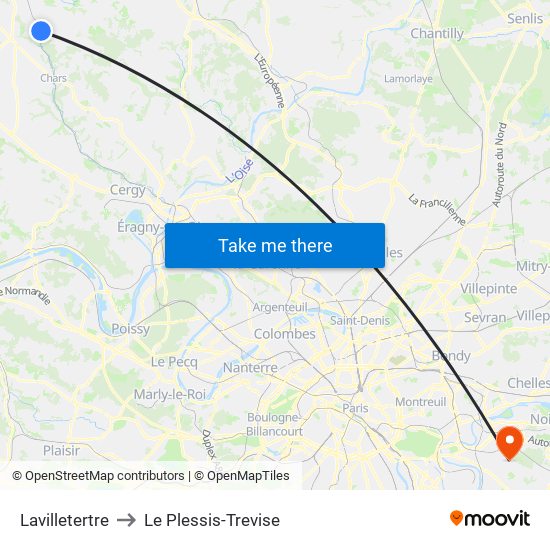 Lavilletertre to Le Plessis-Trevise map