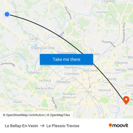 Le Bellay-En-Vexin to Le Plessis-Trevise map