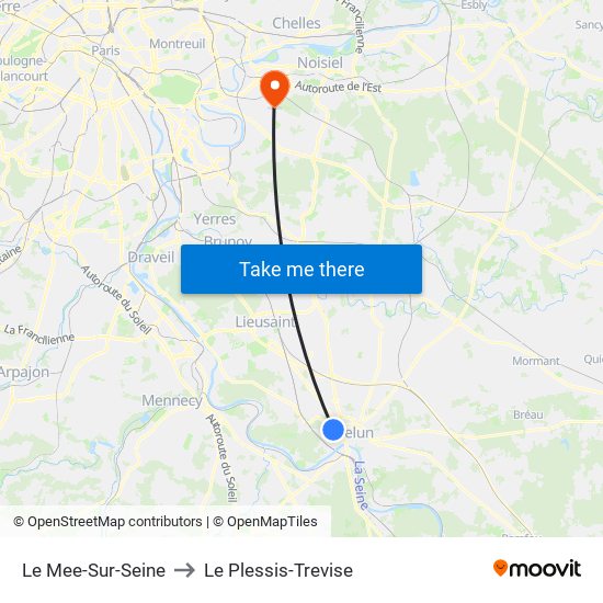 Le Mee-Sur-Seine to Le Plessis-Trevise map