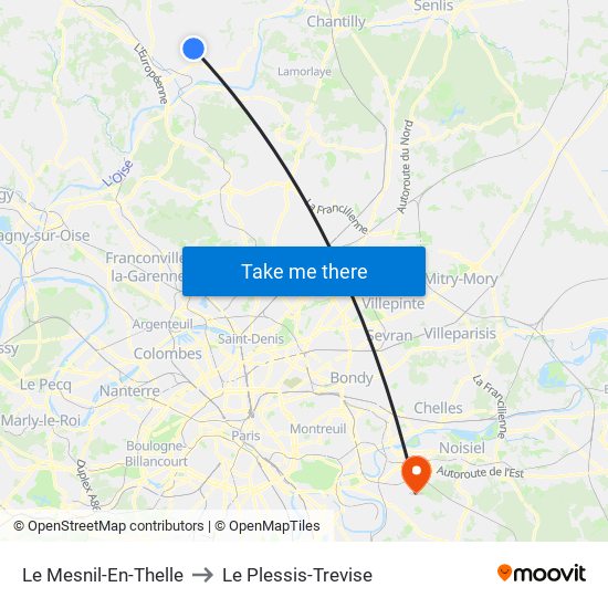 Le Mesnil-En-Thelle to Le Plessis-Trevise map