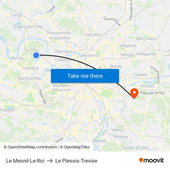 Le Mesnil-Le-Roi to Le Plessis-Trevise map