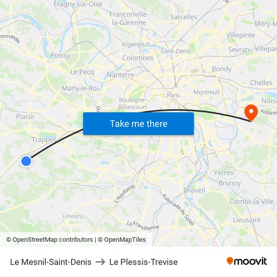 Le Mesnil-Saint-Denis to Le Plessis-Trevise map