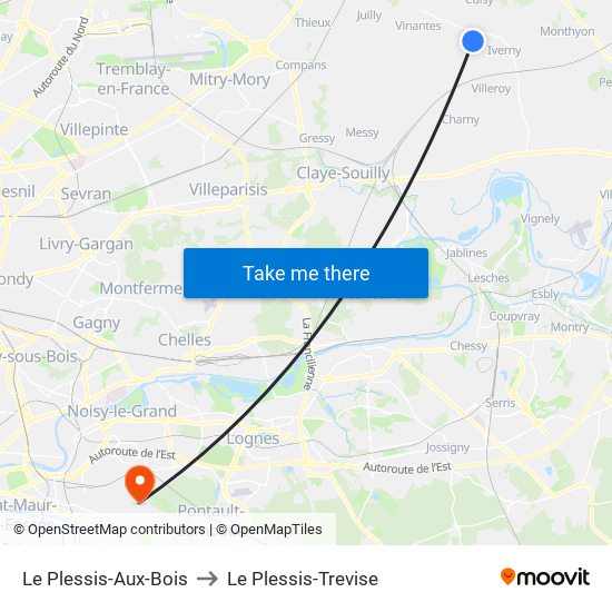 Le Plessis-Aux-Bois to Le Plessis-Trevise map