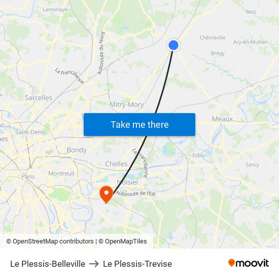 Le Plessis-Belleville to Le Plessis-Trevise map