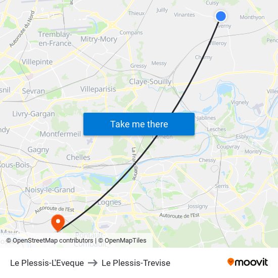 Le Plessis-L'Eveque to Le Plessis-Trevise map
