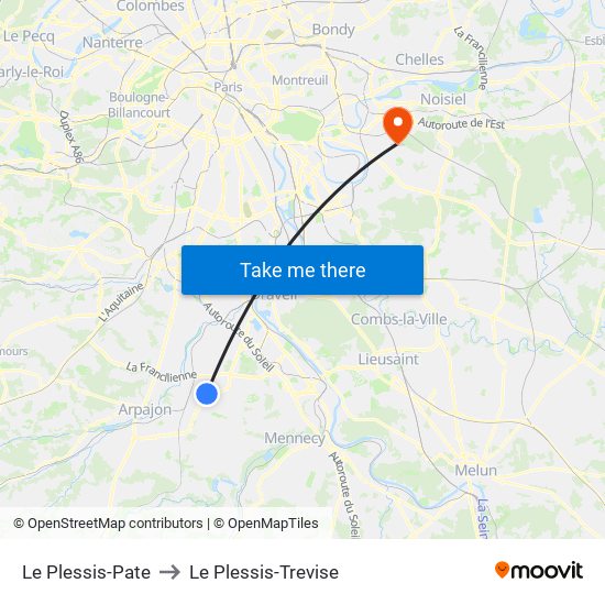 Le Plessis-Pate to Le Plessis-Trevise map
