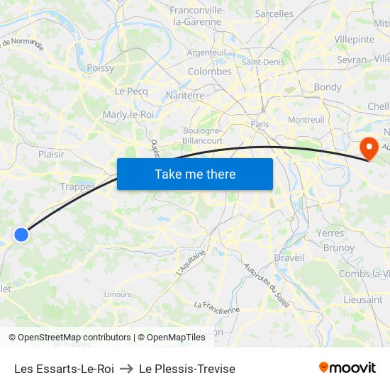 Les Essarts-Le-Roi to Le Plessis-Trevise map
