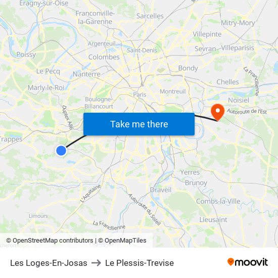 Les Loges-En-Josas to Le Plessis-Trevise map