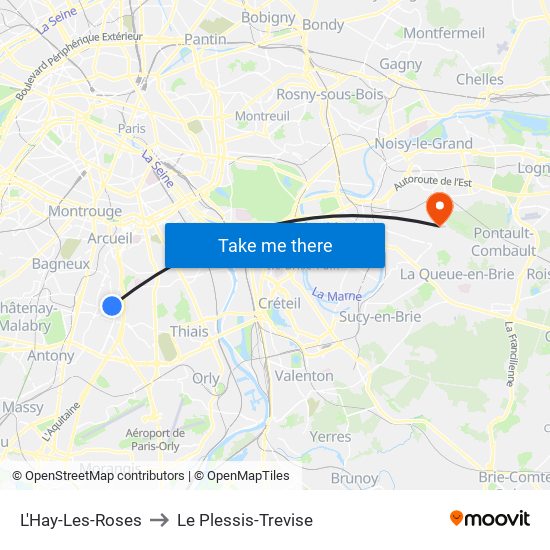 L'Hay-Les-Roses to Le Plessis-Trevise map
