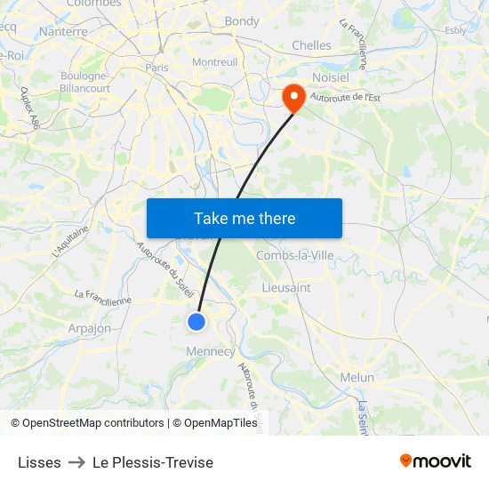 Lisses to Le Plessis-Trevise map