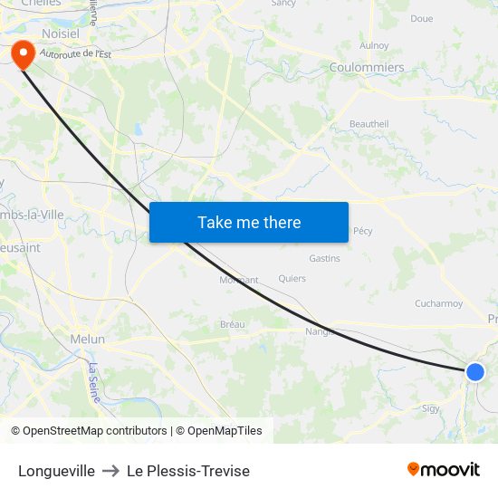 Longueville to Le Plessis-Trevise map